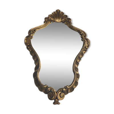 Miroir style baroque a coquille bois doré verre décoration vintage 31x47cm