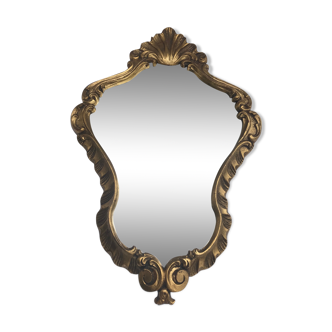 Miroir style baroque a coquille bois doré verre décoration vintage 31x47cm