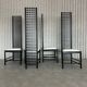 Set of 4 Postmodern Steel Dining Chairs – Sculptural High-Back Design, c. 1980s