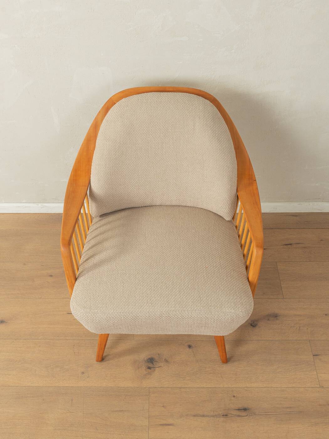 1950s armchair by Wilhelm Knoll, cherry wood, beige upholstery