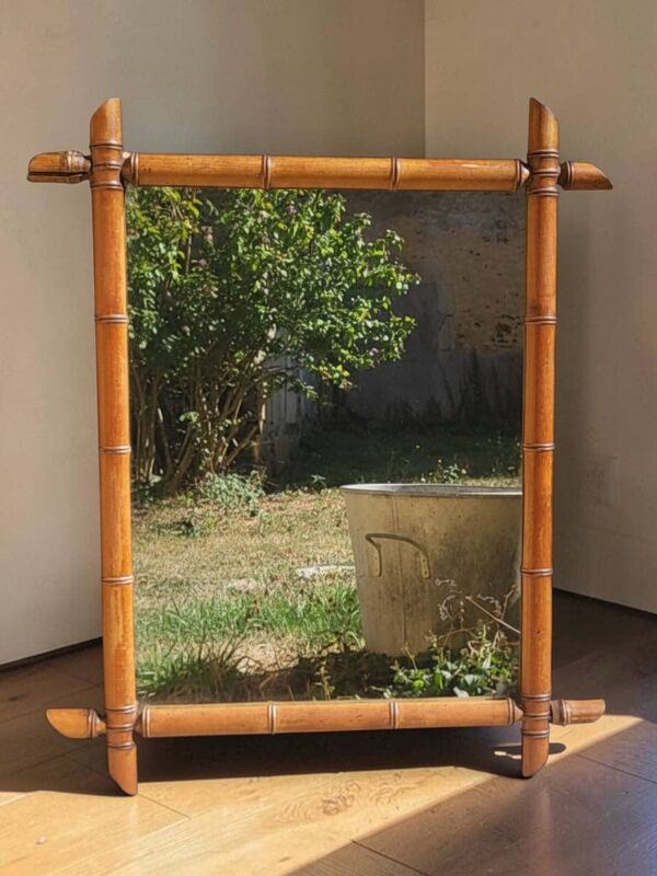 Miroir en bois tourné façon bambou 58*73 cm
