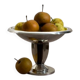 Vintage fruit bowl in silver metal and wood
