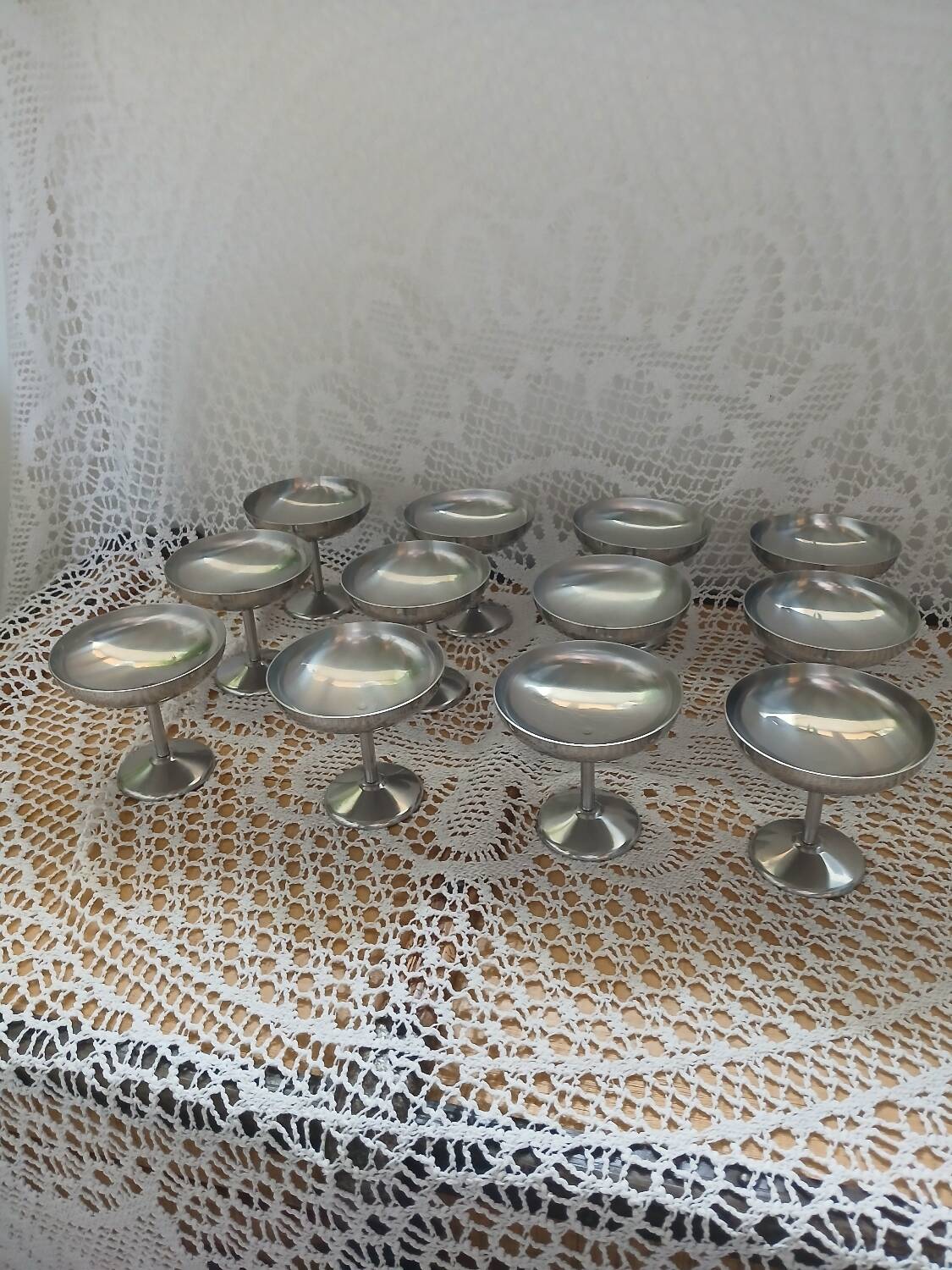 12 ice cream cups + stainless steel tray Guy Degrenne