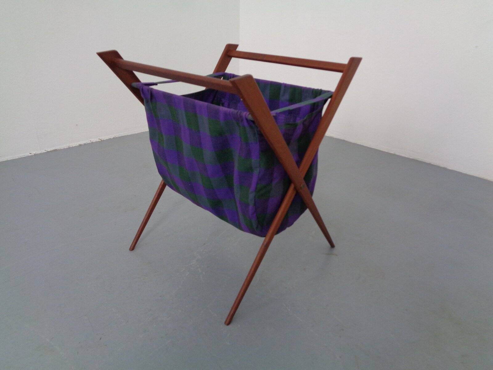 Danish Foldable Teak Magazine Rack, 1960s