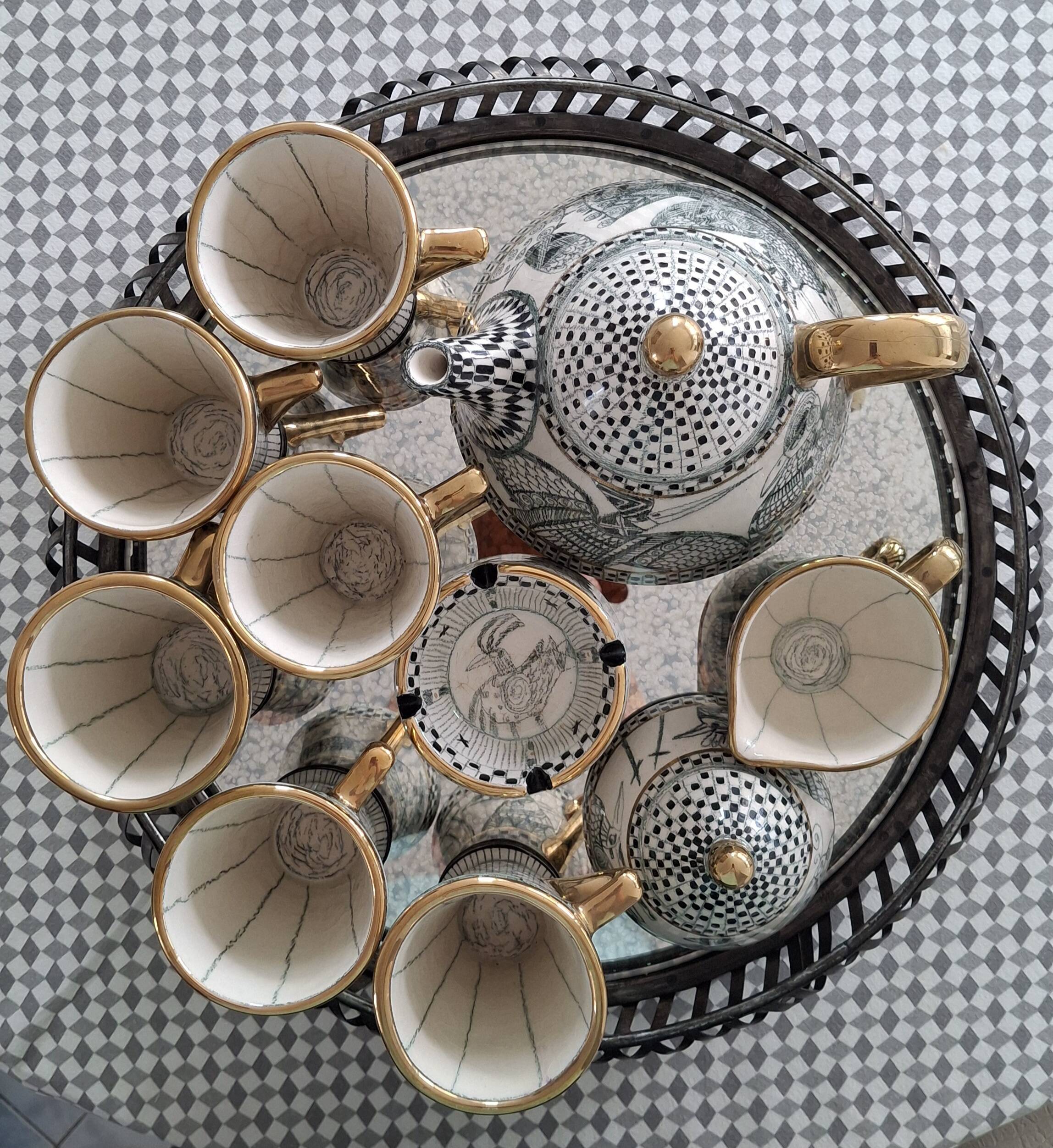 Art ceramic coffee/tea service by linda hojem (1999) - 10 pieces