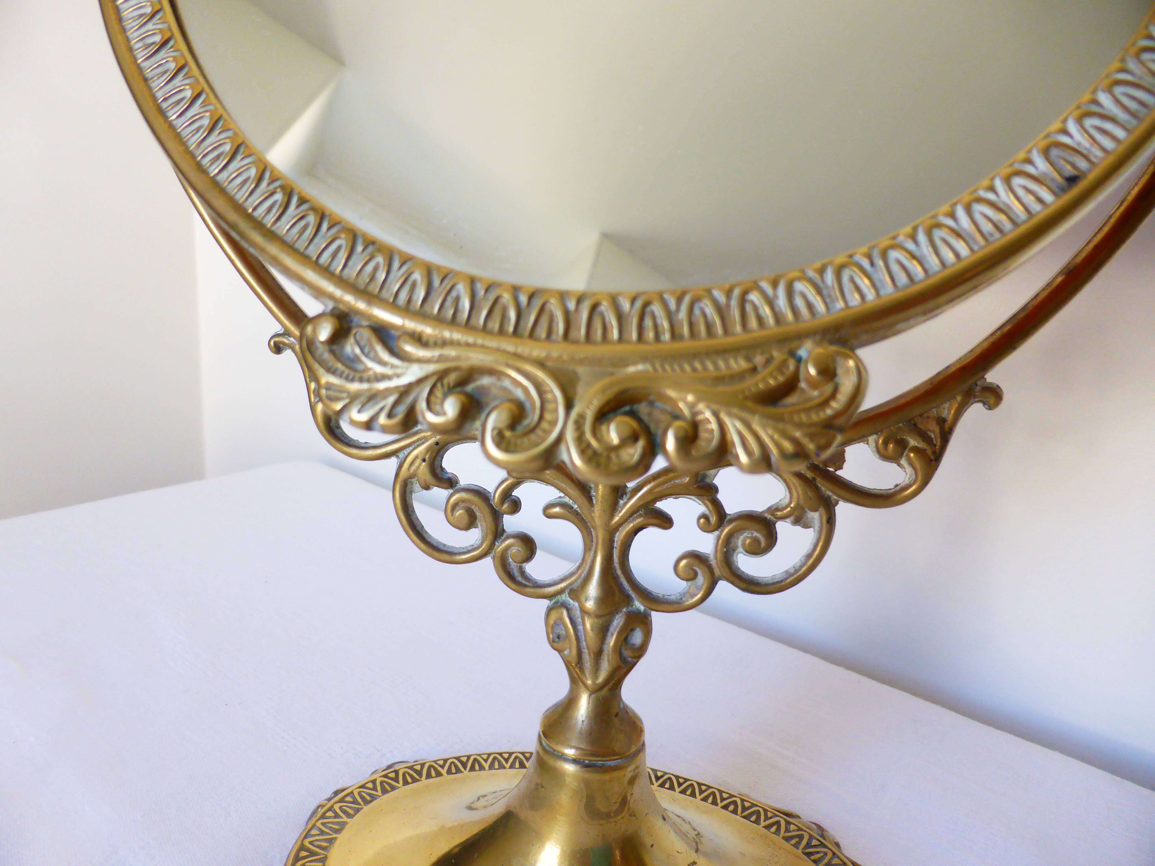 Brass table psyche mirror  17x21xcm