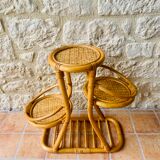 Vintage bamboo and rattan plant holder, circa 70's