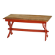 Rustic farmhouse dining table in painted red pine, Sweden, 1920s.