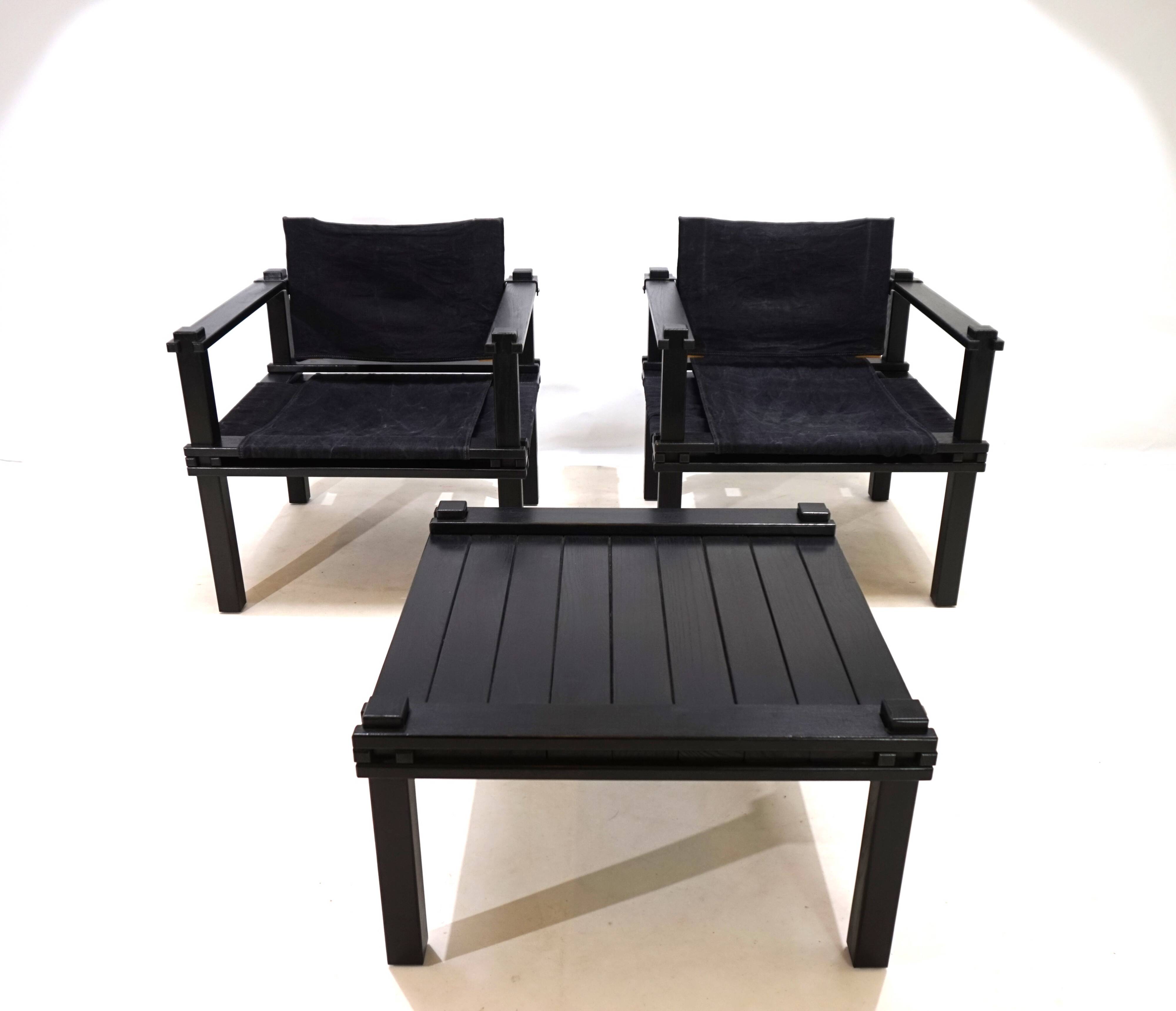 Bofinger set of 2 Farmer lounge chairs with table by Gerd Lange, 1960