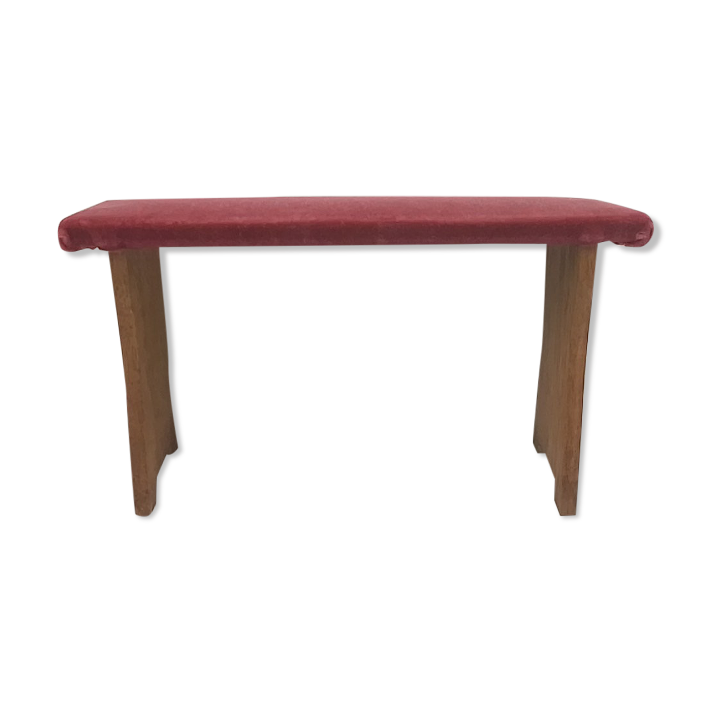 Footrests in wood and pink velvet