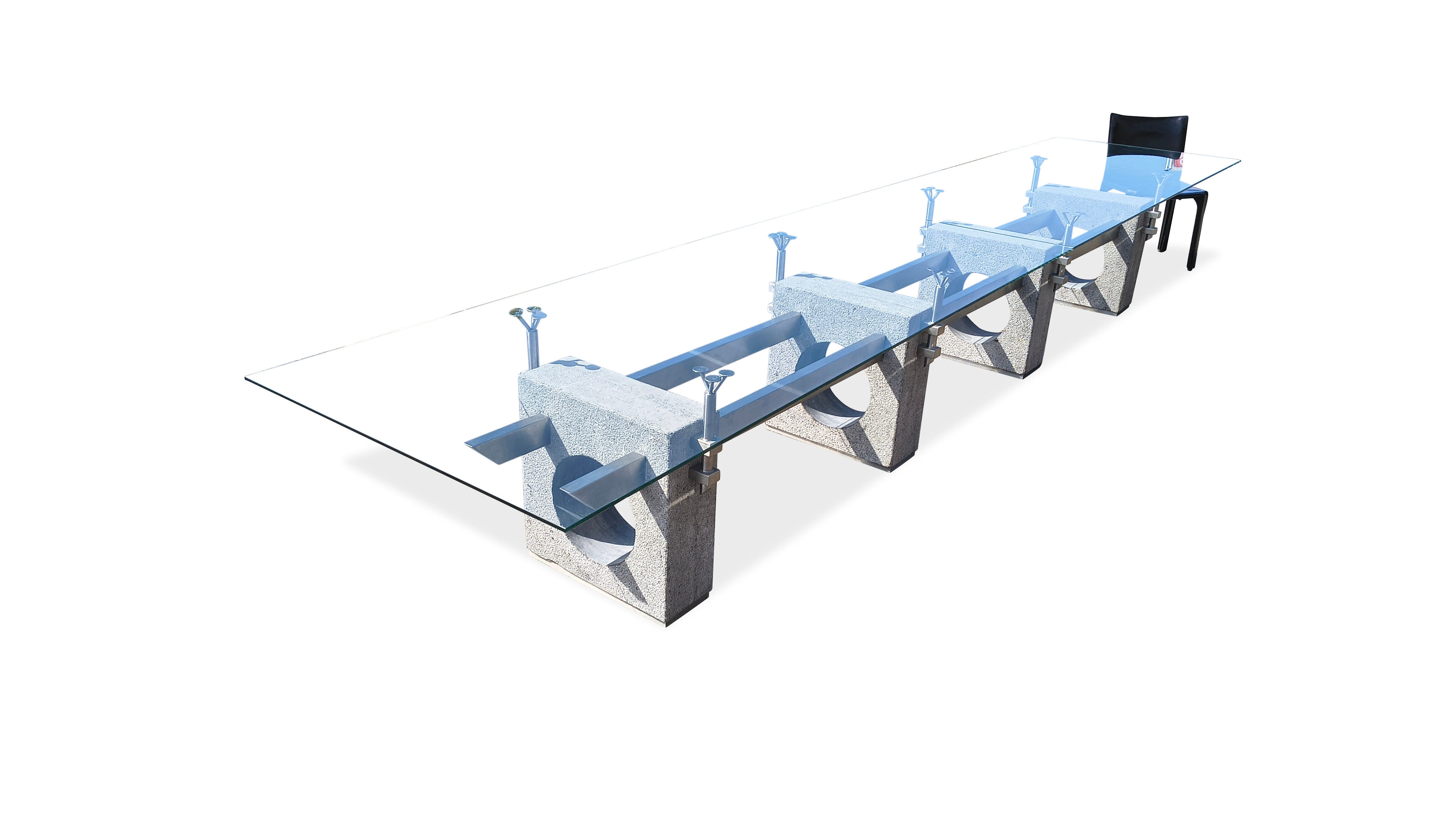 Huge brutalist concrete conference or dining table, 1970s