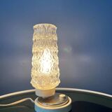Set (2) of mid-century clear crystal glass bedside table lamps