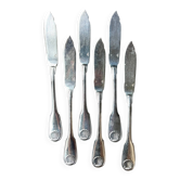 6 Christofle fish knives in silver-plated metal, shell design.