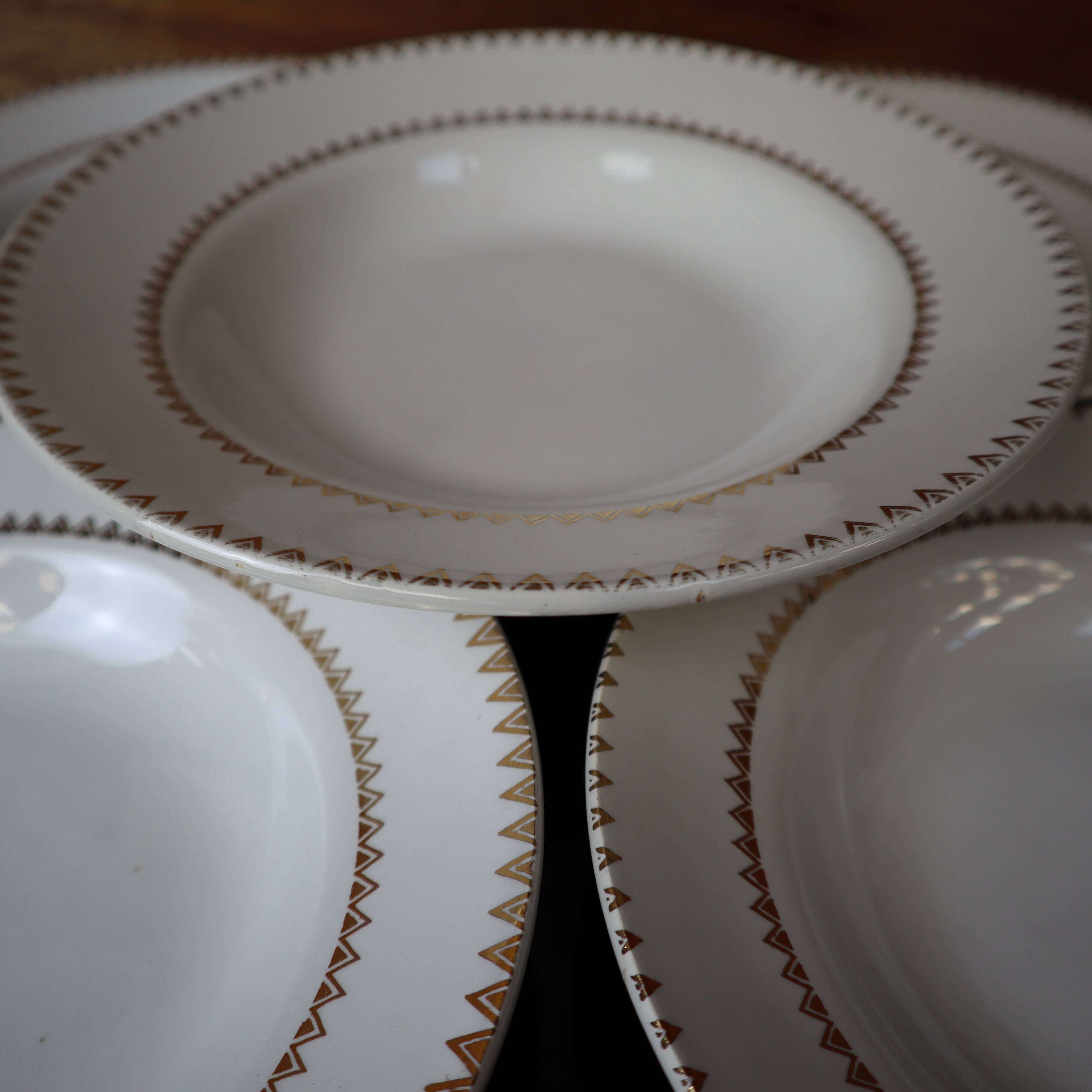Set of 6 deep porcelain plates Golden Frise