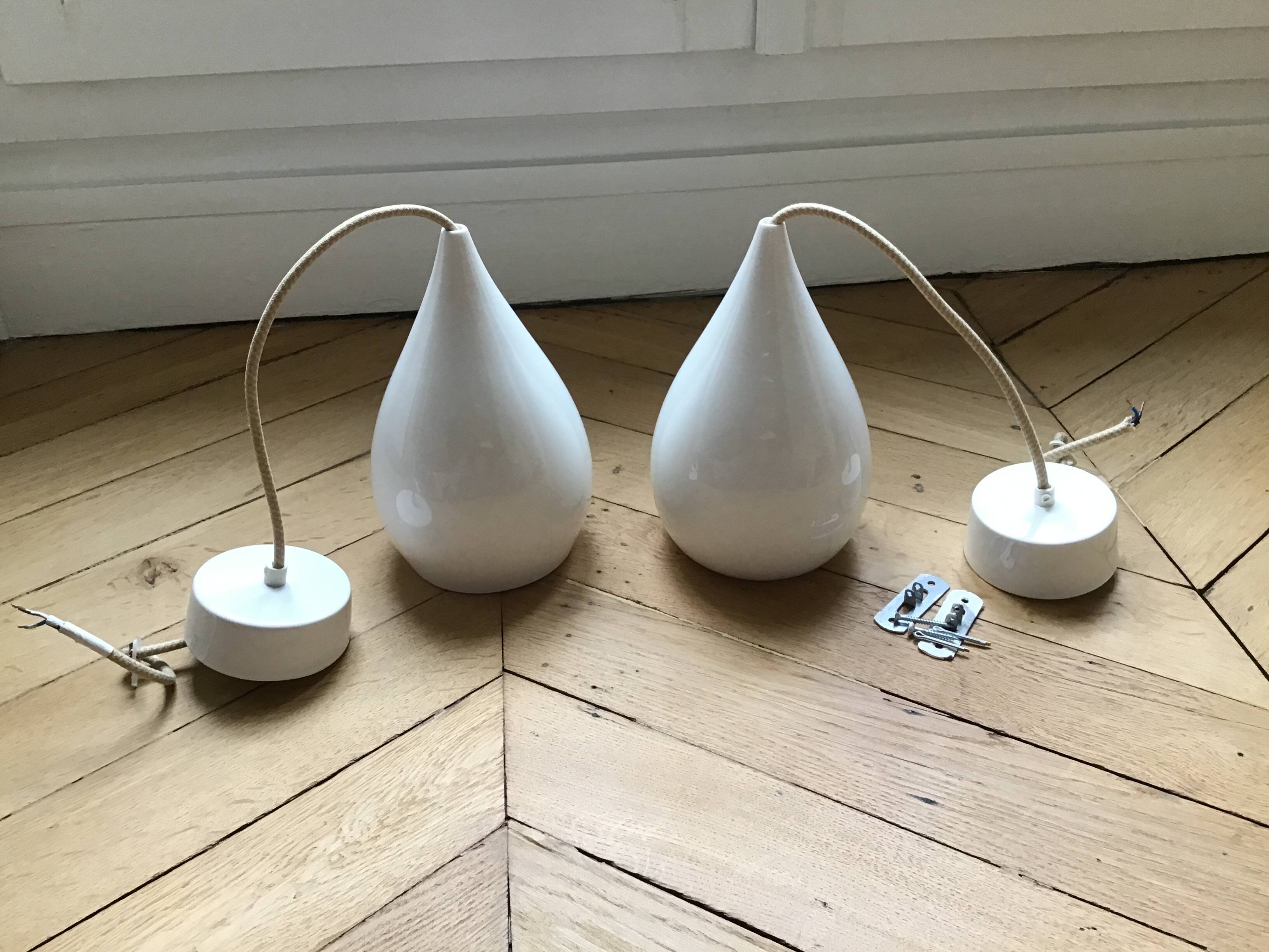 Suspension drop one de original btc en porcelaine blanche vernie