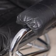 VINTAGE 1970S ARMCHAIR WITH FOOTREST IN METAL AND LEATHER, ITALIAN DESIGN