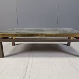 Vintage etched brass coffee table by Willy Daro, 1970s