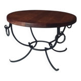 Rustic Oak and Wrought Iron Coffee Table, Belgium, 1950s