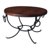 Rustic Oak and Wrought Iron Coffee Table, Belgium, 1950s