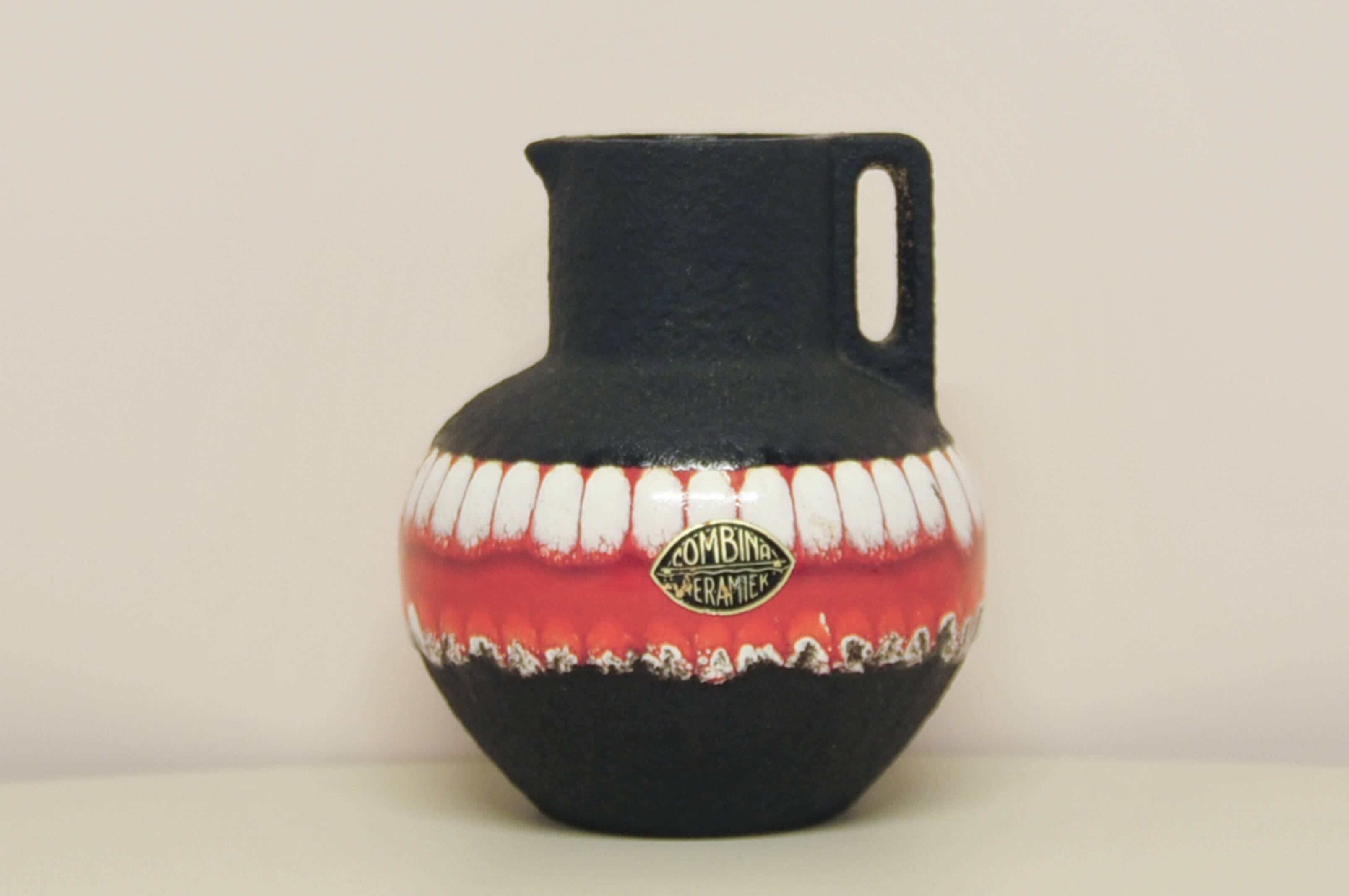 vintage red & black West Germany vase Combina Ceramic