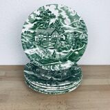 6 assiettes English Style Luneville vertes