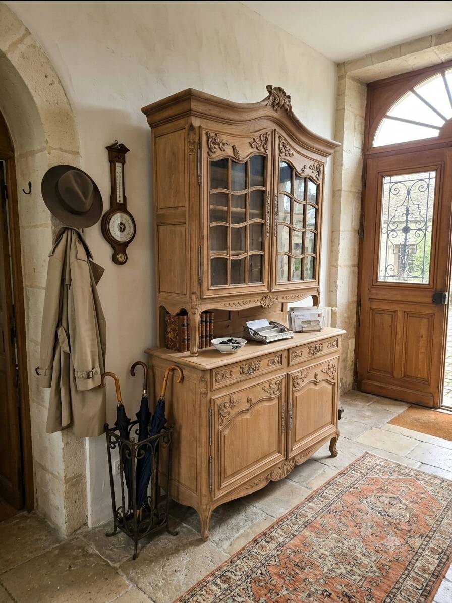 Buffet deux corps style Louis XV en chêne du XIXè