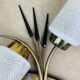 Pair of 1950s wall lights in brass and opaline tulips, Lunel/Arlus