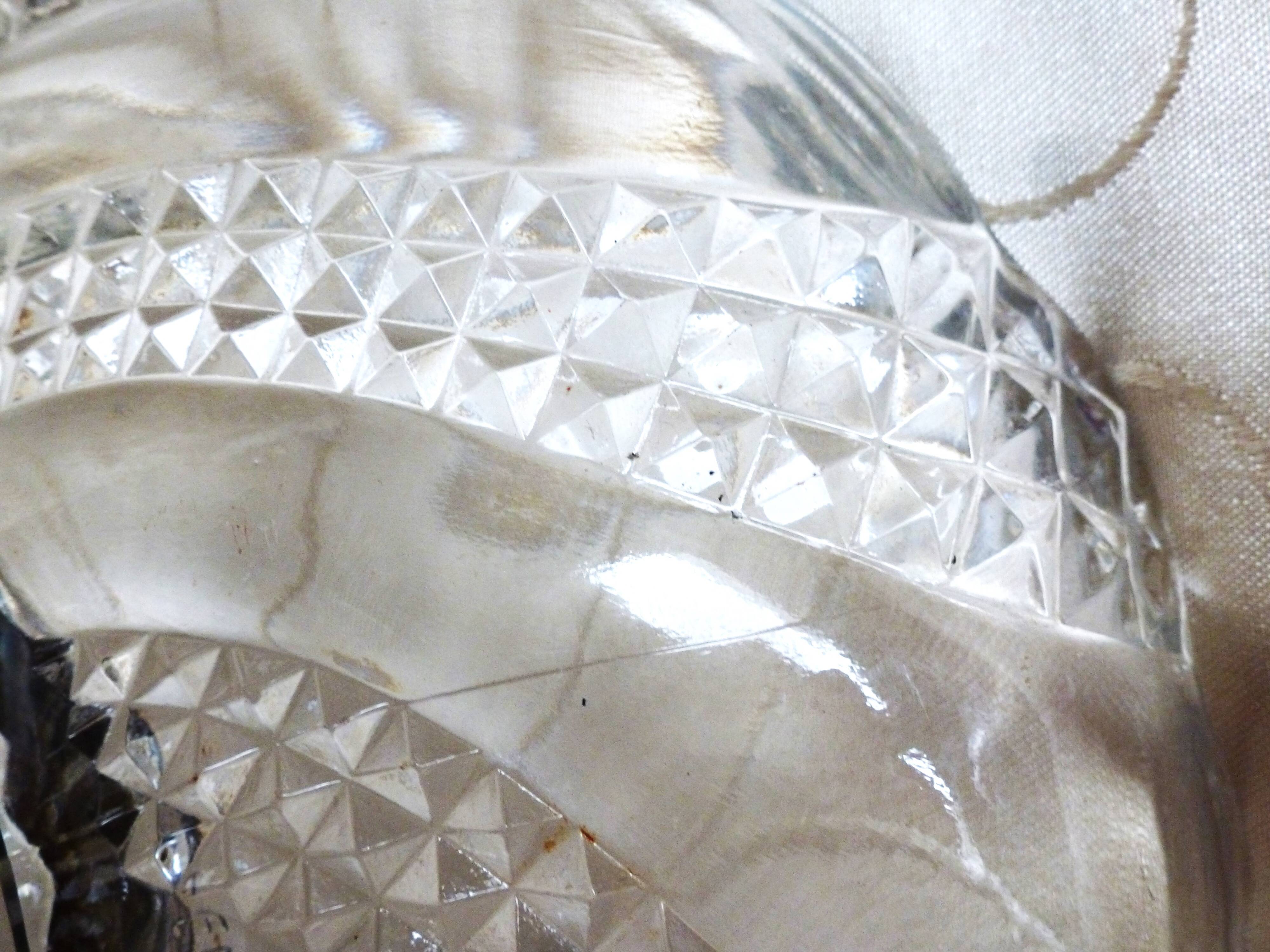 Vintage crystal glass fruit bowl, crystal glass fruit basket.