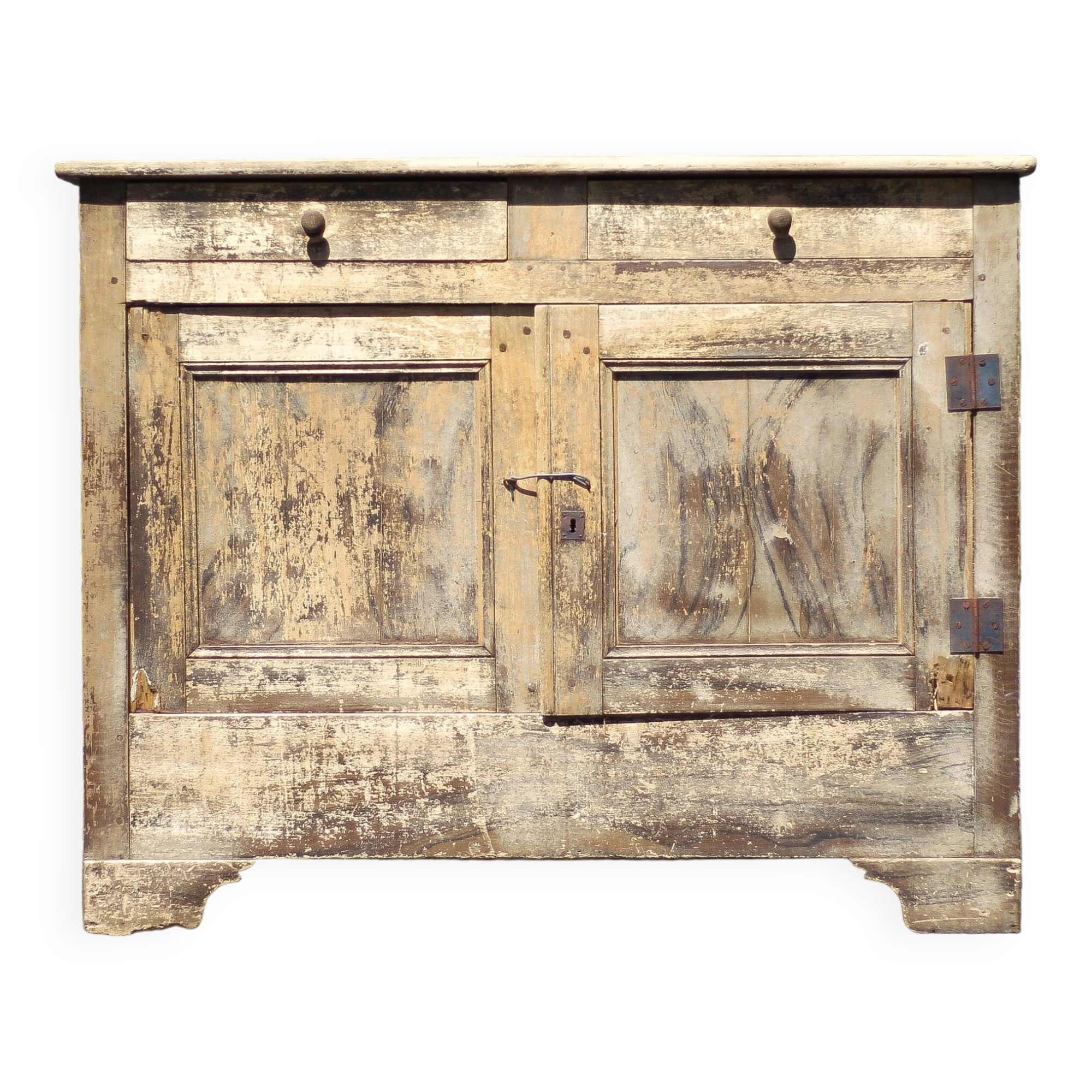 Old wooden sideboard, wooden furniture, brutalist storage furniture