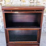 Vintage mahogany avocado bookcase with overhead glass doors circa 40's/50's