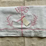 Antique linen sheet with hand-embroidered HG monogram