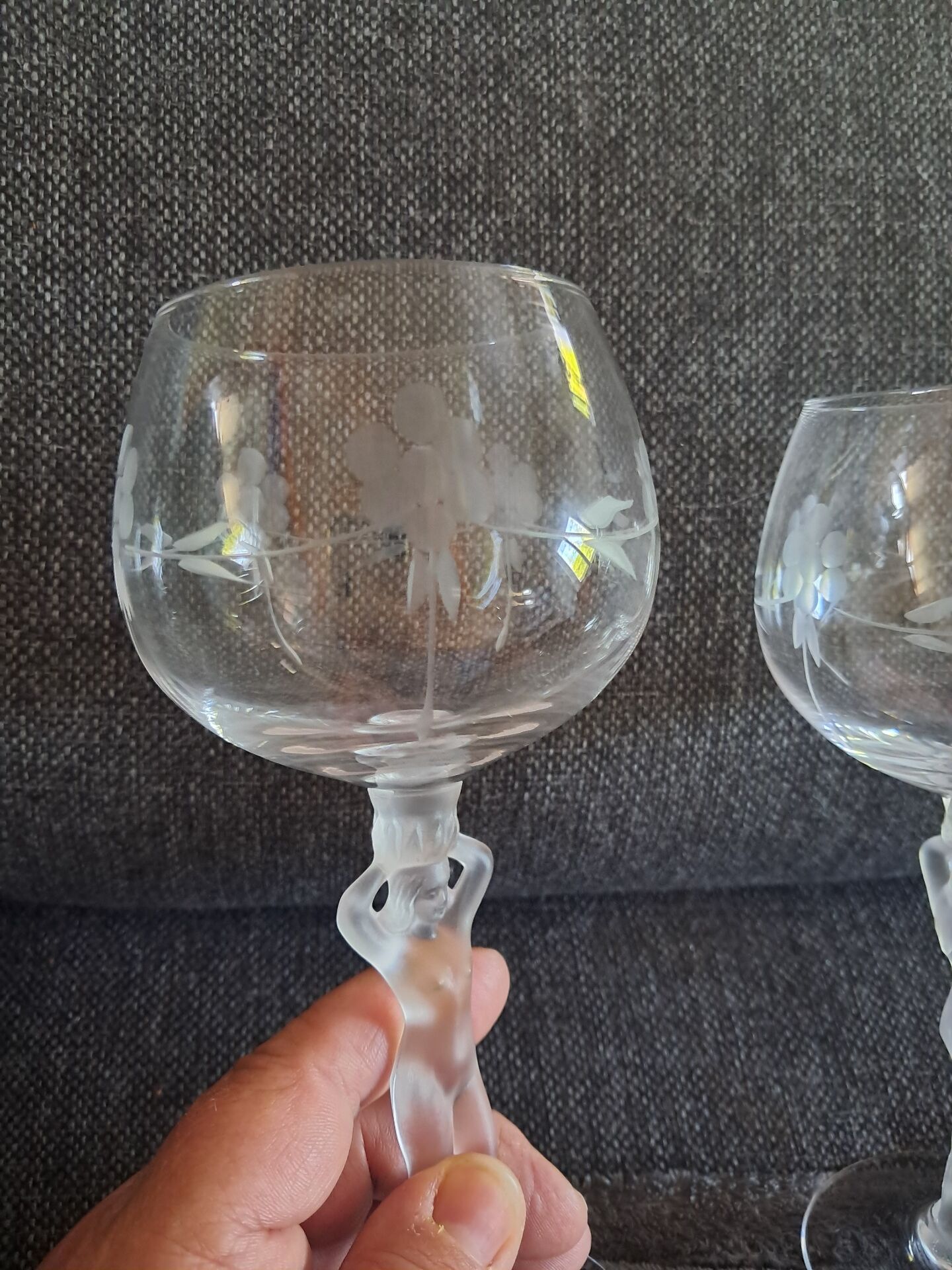 2 crystal wine glasses from Bayel, 20th century