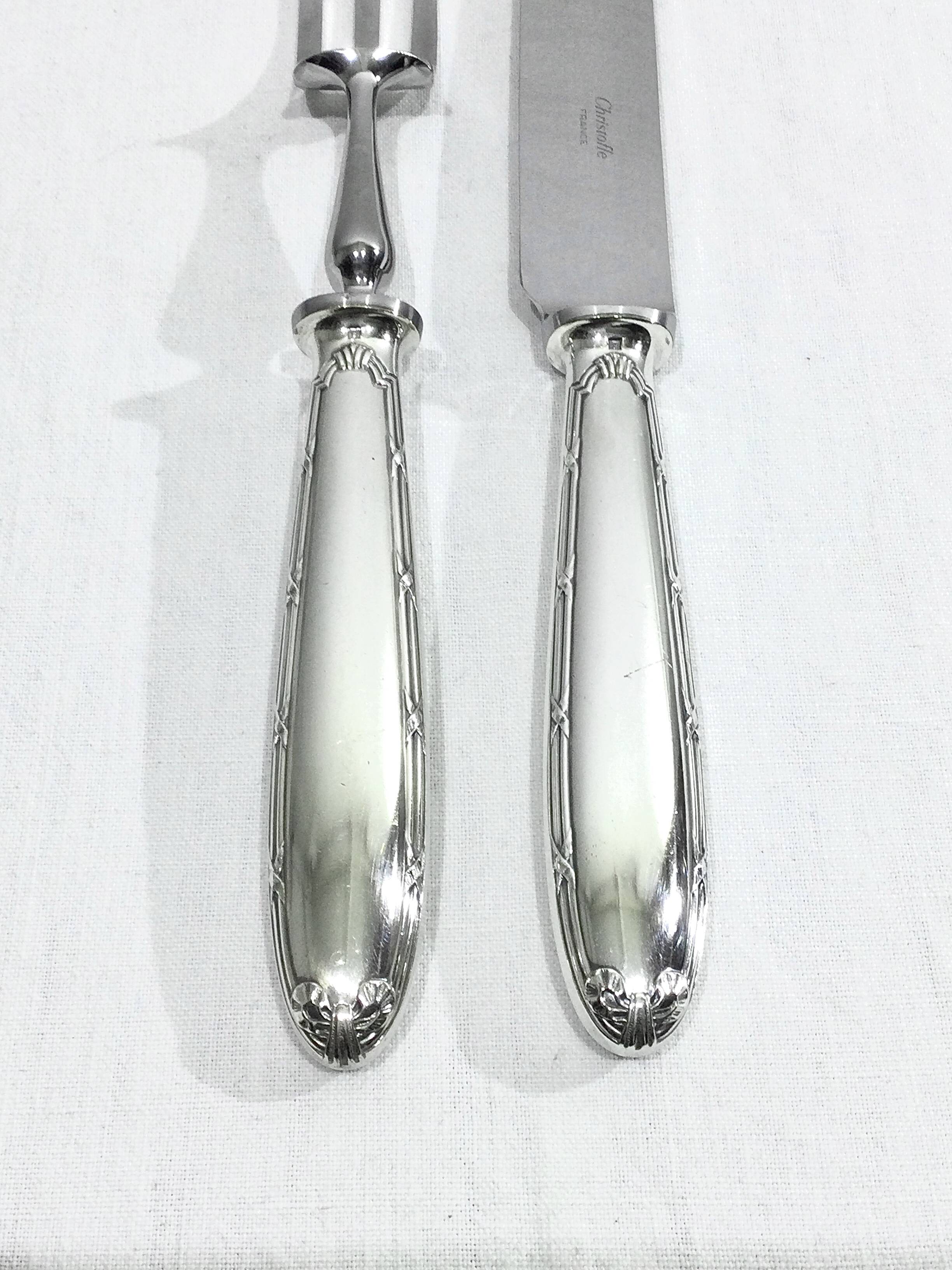 Christofle – service à découper rubans croisés métal argenté