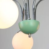 Mid-century Italian Chrome and Opaline Chandelier