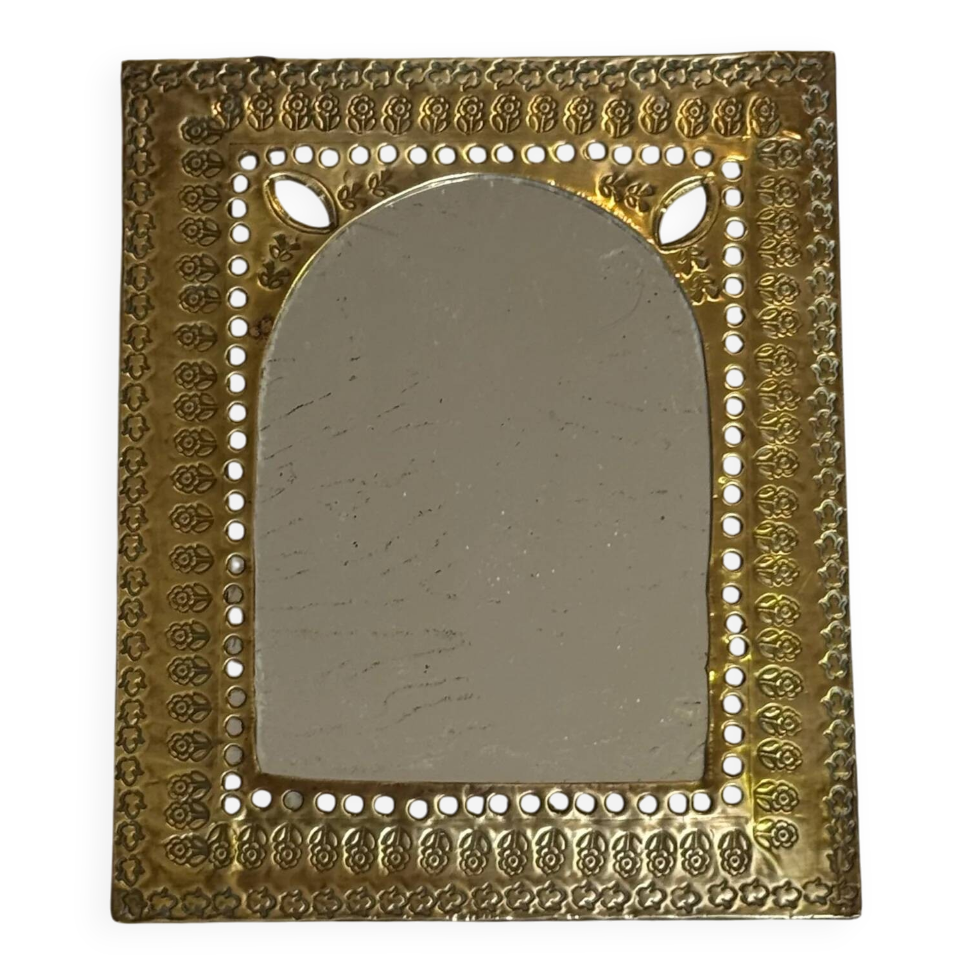 Oriental brass mirror