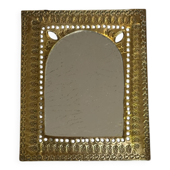 Oriental brass mirror