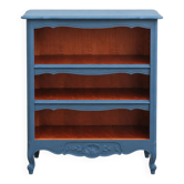 Bibus ancien rénové – Bibliothèque Bleu des Vosges Libéron et bois naturel – H100 cm