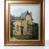 Large painting "Villa Camille" from the 1940s-60s, oil on canvas signed M. Lesoll.