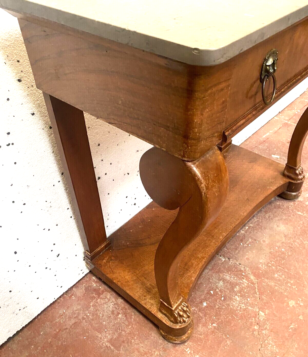 Empire console in walnut and marble top XIX century