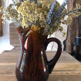 Amber blown glass pitcher