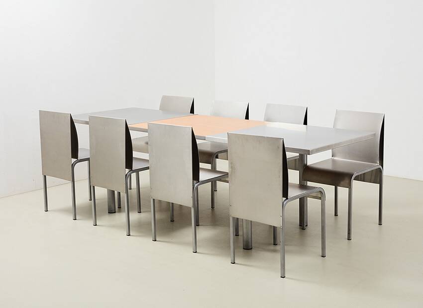 Postmodern Dining Set in Aluminum and Steel Belgium 1980s/90s
