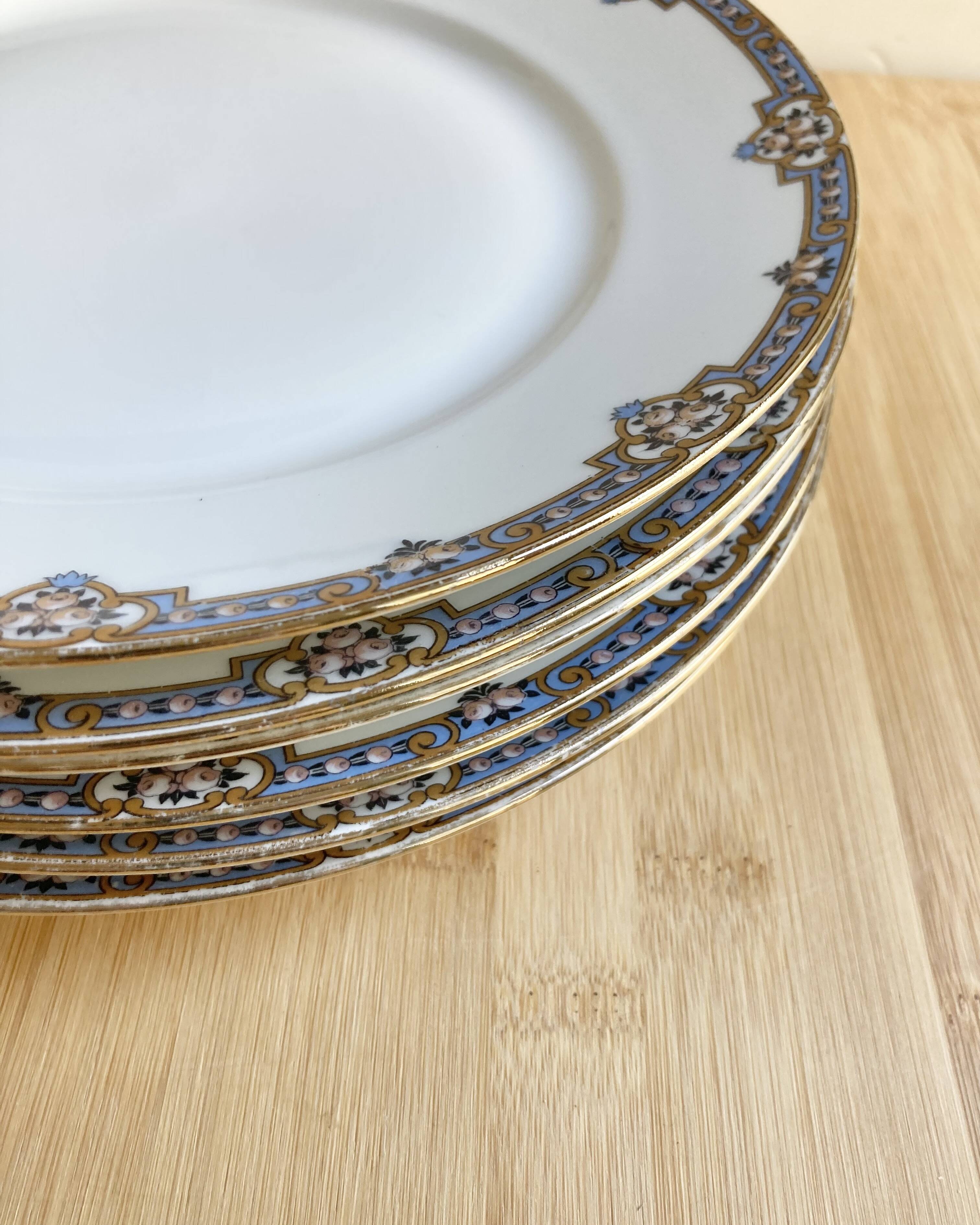 6 assiettes plates porcelaine fine F. Legrand 1920