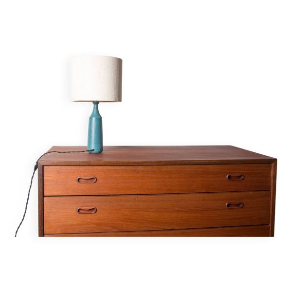 Lampe tronconique à poser Danoise en grés bleu mat par Gunnar Nylund pour Nymolle 1960.