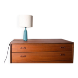 Lampe tronconique à poser Danoise en grés bleu mat par Gunnar Nylund pour Nymolle 1960.