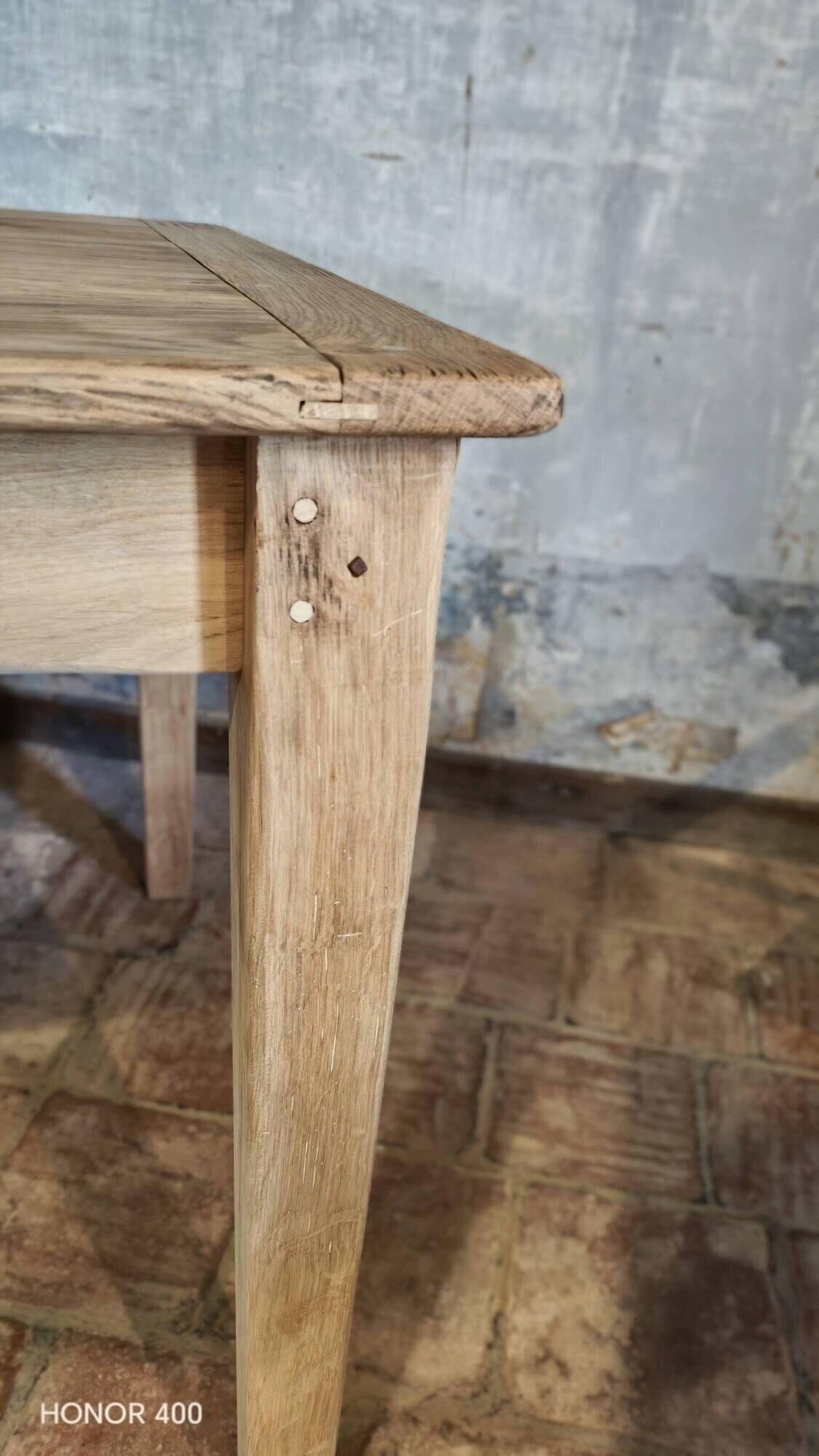 Solid oak farmhouse table "brut" 247x89, top "chocolate oak"