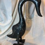 Damascened metal bird sculpture