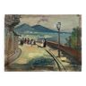 Painting old landscape painting Vesuvius Naples early 20th century