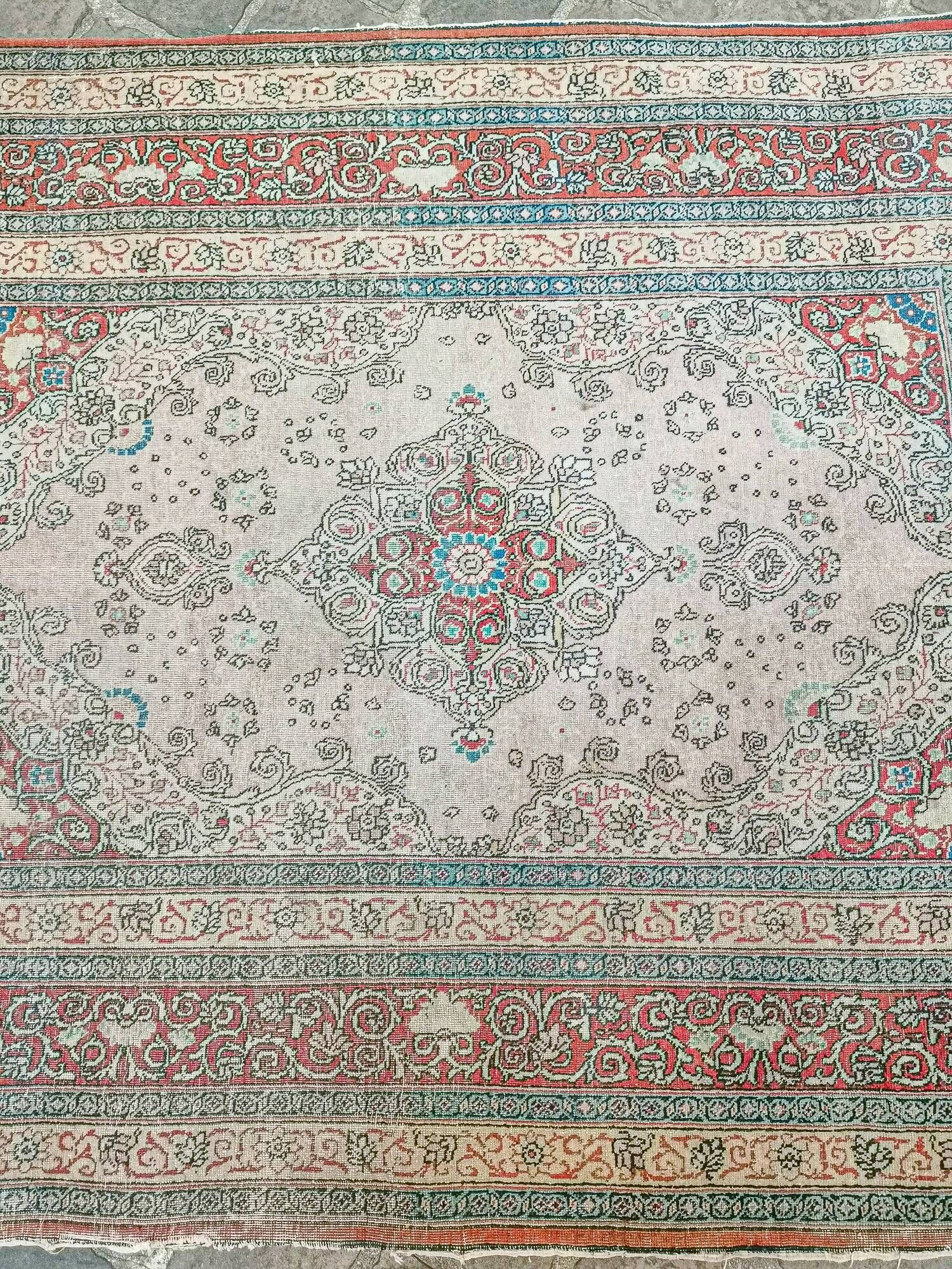 Ancient Persian Oriental rug handmade Tebriz 1.74 x 1.25 m