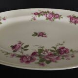 Oval porcelain serving dish decorated with roses MF Limoges