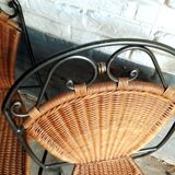 6 chaises rotin fer forgé vintage